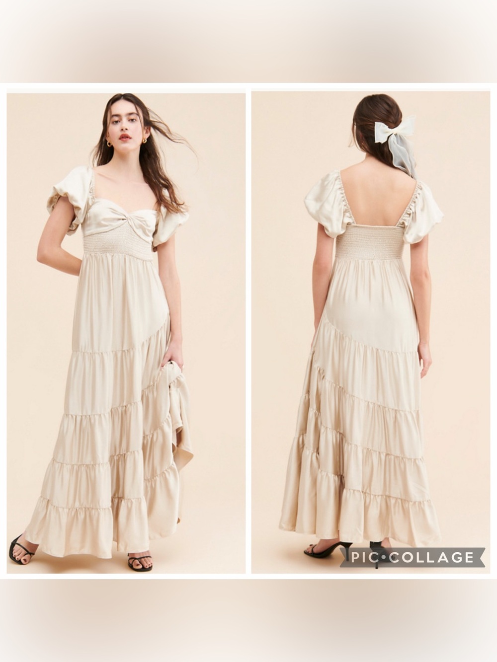 Free People Sundrenched Silky Maxi Dress Size Small - in color Ivory-